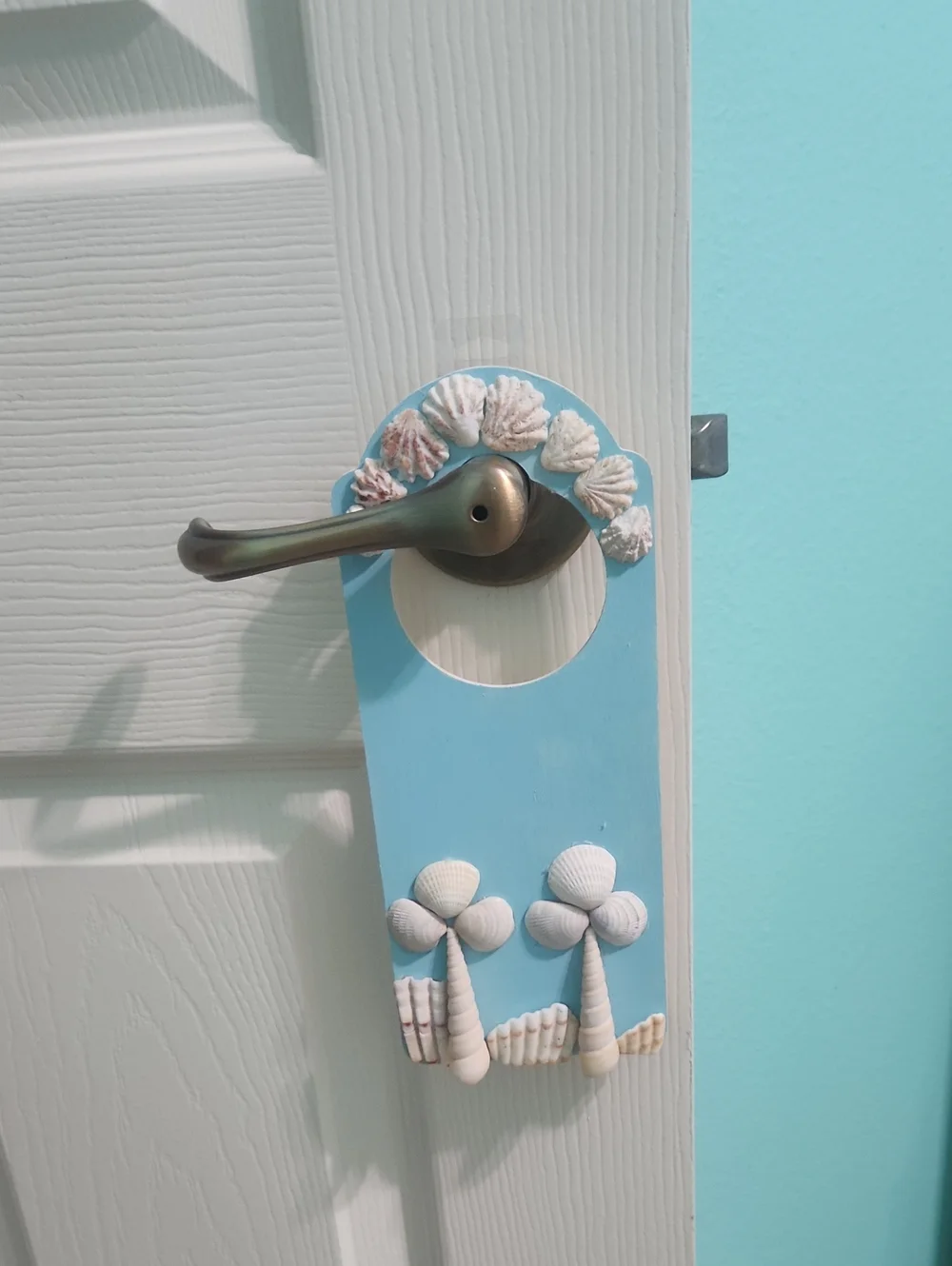 Door Hanger/ Coastal Beach Life Wooden Door Hanger- Beach - Palm- Shells.